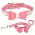 thumbnail image 1 of CNKOO 2pcs Sparkling Rhinestone Dog Collar & Leash Set for Small & Medium Dogs  Cute Bow Tie Collar with Escape-Proof Rope, 1 of 7