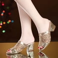 thumbnail image 2 of Pompotops Sandales Décontractées pour Femmes à Enfiler à Talons Hauts à Bout Ouvert en Cristal, 2 of 8