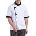 thumbnail image 1 of Nokdvo Chef Coat Men Lightweight Button Closure Breathable Short Sleeve Work Jacket Spring Summer Relaxed Fit Workwear with Pocket,White 3XL, 1 of 4