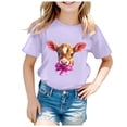 thumbnail image 4 of PMVFHDE Tenue de Pâques pour Filles T-Shirt Graphique de Pâques / Imprimé Lapin & Œuf Manches Courtes Col Rond / Tee-Shirt en Coton Doux pour Tout-Petit / Tenue Décontractée Printemps Été Violet, 10-11 Ans, 4 of 4
