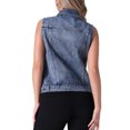 thumbnail image 3 of INSPIRE CHIC Women's Denim Vests Button Down Washed Back to School Sleeveless Jean Jackets with Pockets Gray Blue L, 3 of 6