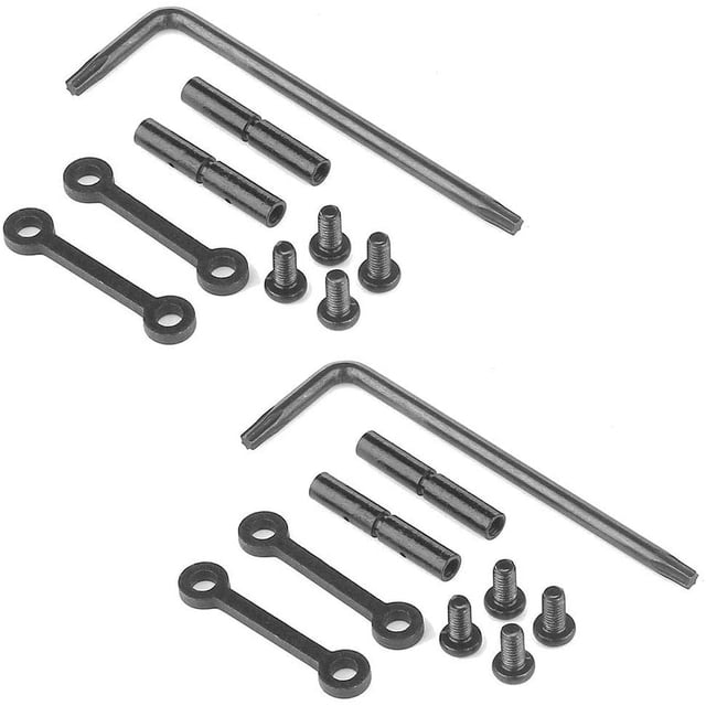 2 Set Anti Walk Pins .154 Non-Rotating Black Screws Anti-Slip Fixed Column Rotation Pins Hammer Trigger Pins. Each set includes 2 anti-rotation end retainers, 2 .154 diameter pins, 4 screws, and 1 torx wrench. Made of iron with black oxide finish for rust and oxidation resistance. Ideal for hardware applications, precision machinery, household appliances, and classified instruments.