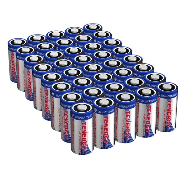 Tenergy 1500mAh 3V CR123A Lithium Battery, High Performance CR123A Cell Batteries PTC Protected, Smart Sensors Replacement CR123A Batteries, 40 Pack