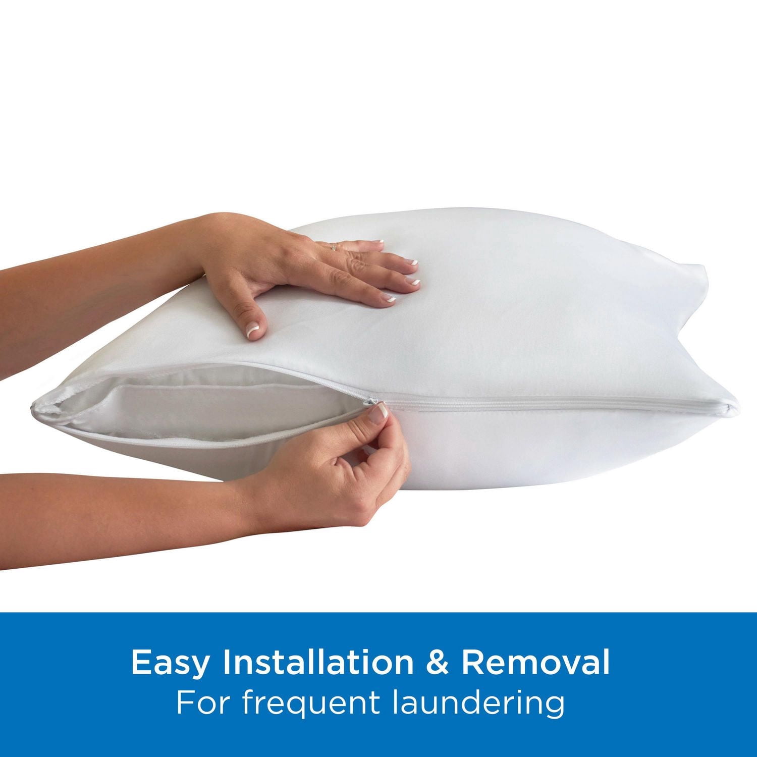 AllerEase Maximum Pillow Cover Protector, S/Q- Zippered, Allergen and Bedbug Barrier