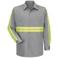 thumbnail image 4 of Red Kap Men's Wrinkle Resistant Cotton Work Shirt, Grey with Yellow/Green Visibility Trim, XX-Large Tall, 4 of 4
