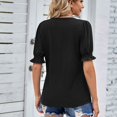thumbnail image 4 of Birdeem Womens Summer Summer Solid Color V-Neck Pleated Loose Short Sleeve Top, 4 of 5
