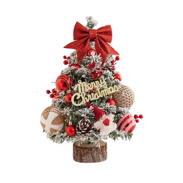 Table Christmas Tree with Lights Party Supplies for Living Room Holiday Home Red