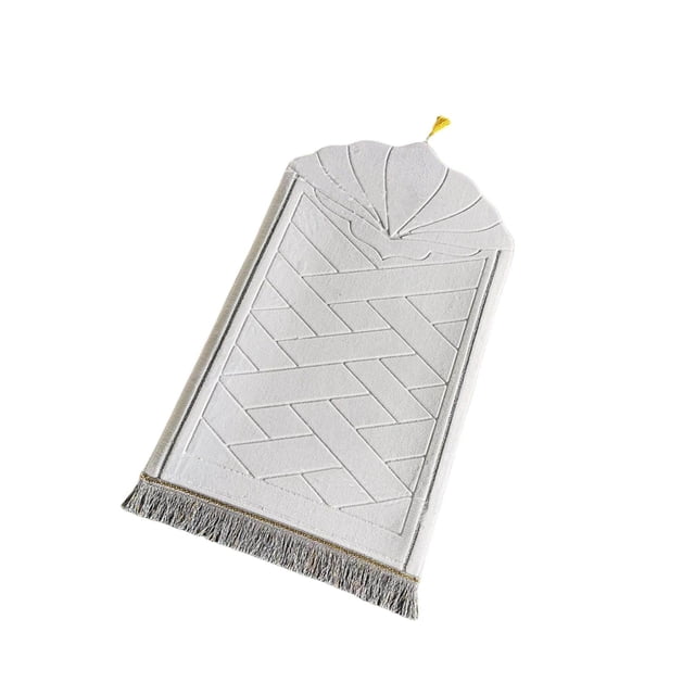 Portable Soft Muslim Carpet Area Rugs Eid Teens Kid Foldable Prayer Wedding Birthday Present White