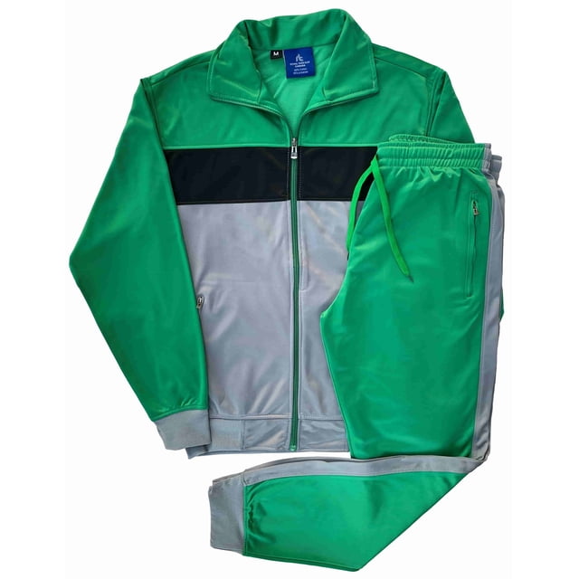 Men's 2-Piece Tracksuit Coral Blocks Jogger Track Jacket & Trackpants Jogging Suit Outfit