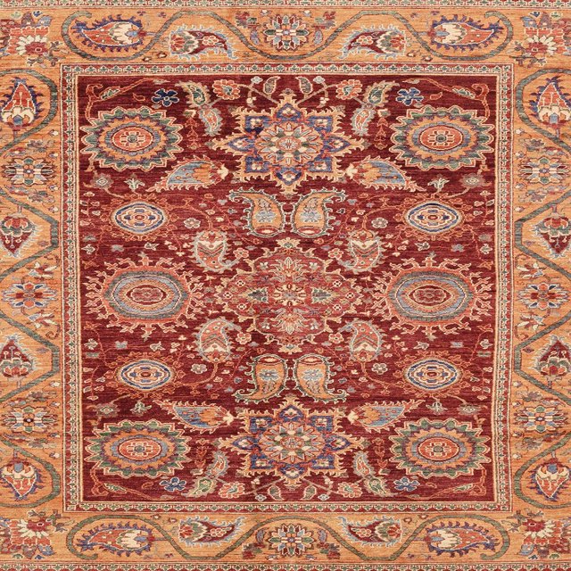 Ahgly Company Tapis d'Intérieur Carrés Abstraits Rouges Orientaux, 3 Pieds Carré