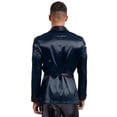 thumbnail image 2 of Miaeowve Men Short Satin Smoking Jacket Robe Lightweight Dinner Jacket Cigar Jacket House Kimono Bathrobe Navy Blue XXL, 2 of 7