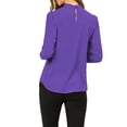 thumbnail image 3 of INSPIRE CHIC Women's Stand Collar Pleated Button Keyhole Button Blouse, 3 of 5