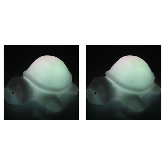 Baohd Turtle Style Night Light Multi-Color Changing Energy-saving Bedside Lamp Eye-catching Modeling Table Lights Decoration 2Set