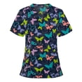 thumbnail image 2 of Hauts à Manches Courtes pour Femmes à Col en V Blouse T-shirt d'Uniforme de Travail pour Femmes, 2 of 3