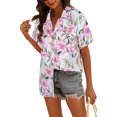 thumbnail image 3 of Innerwin Shirts Short Sleeve Ladies Blouse Holiday Lapel Neck Elegant Tops Figure 2 L, 3 of 7