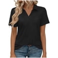 thumbnail image 2 of Ailaofu T-Shirts à Manches Courtes à Col en V pour Femmes, Hauts d'Été à Col, T-Shirts Décontractés Amples, 2 of 7