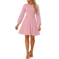 thumbnail image 1 of INSPIRE CHIC Robe de Travail pour Femme à Manches Longues avec Boutons Contrastants L Rose, 1 of 6