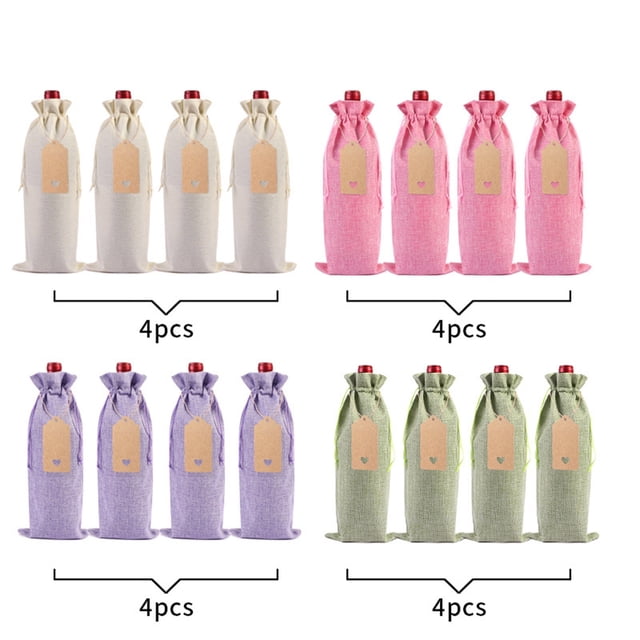 Linen Wine Bottle Bag Set Wine Bottle Set Linen Tag Red Wine Packaging Bag