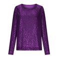 thumbnail image 4 of Haut à Paillettes de Célébration à Manches Longues et Col Rond pour – Chemise Décontractée Prête pour les Fêtes avec T-Shirts Scintillants pour Femmes Violet m, 4 of 5