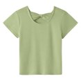 thumbnail image 3 of Girls Bow Back T Shirts Kids Ribbed Crew Neck Short Sleeve Tops Summer Trendy Tees, 3 of 8