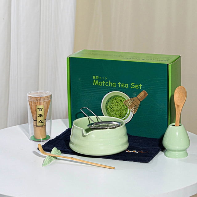 WHEANG Matcha Whisk Set Ceramic Matcha Set Includes Matcha Bowl Matcha Whisk And Holder Rest And Tea Towel 7 Pcs Matcha Kit For Matcha Lovers