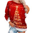 thumbnail image 2 of 2023 Sweat-Shirt de Noël pour Femmes en Solde Imprimé de Noël Col Rond Pull Blouse Ample Sans Capuche, 2 of 7