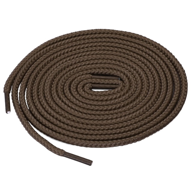 INSPIRE CHIC unisex thick solid color round shoelaces in coffee color, measuring 80 cm (31.5 inches) in length. Made of durable polyester with a braided texture and plastic tips for easy lacing through eyelets. Suitable for leather boots, sneakers, and other footwear.
