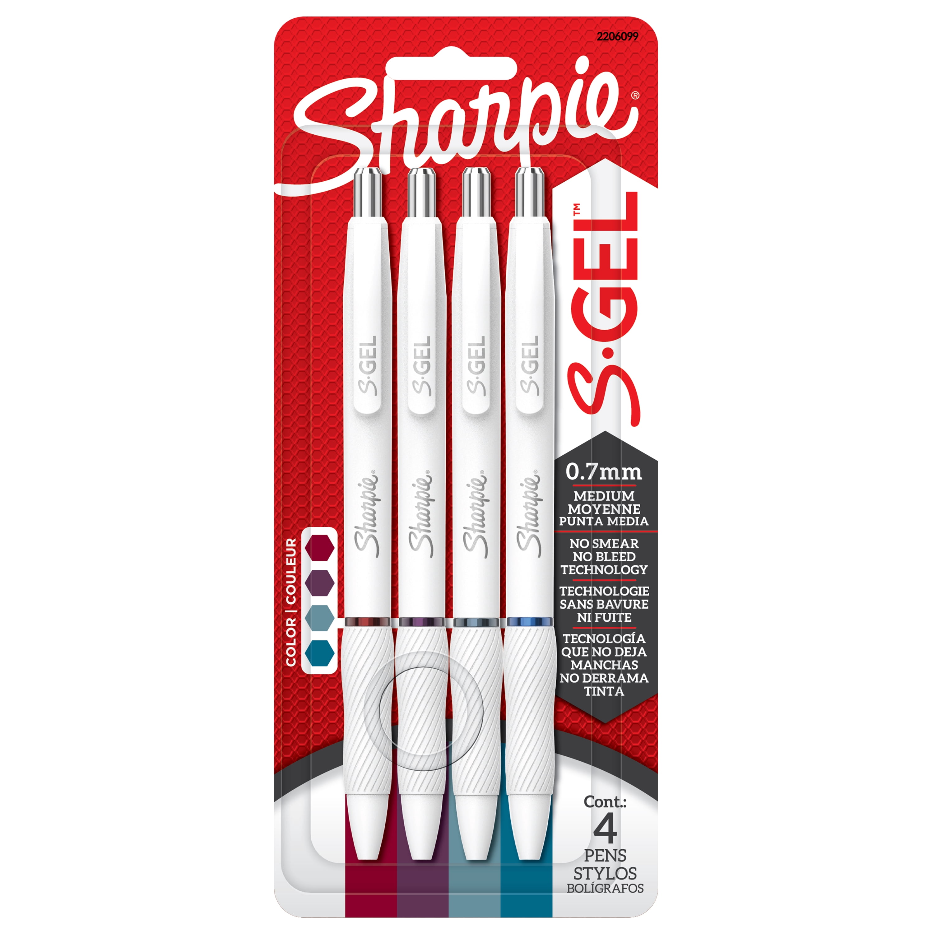 Sharpie S-Gel, Gel Pens, Pearl White Fashion Barrel, Medium Point (0.7 mm), Bold Jewel Ink Colours, 4 Count