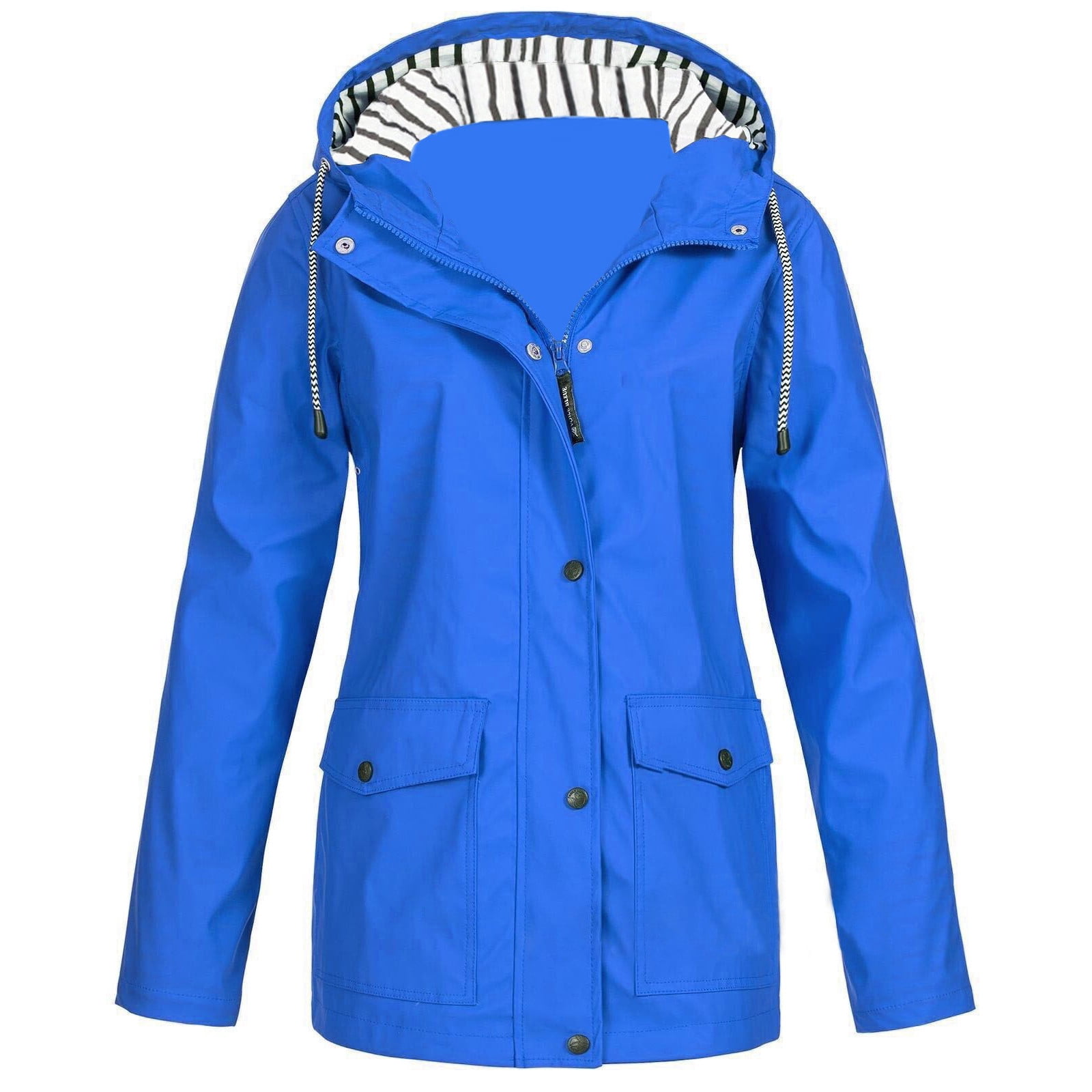 Kcodviy Womens Rain Jacket with Patchwork Windbreaker Hood Lightweight Long Sleeve Womens Rain Coats with Hood Lightweight Windbreaker Zip Up Drawstring Cute Windbreakers for Women Raincoat with Poc