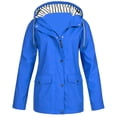 thumbnail image 1 of Kcodviy Womens Rain Jacket with Patchwork Windbreaker Hood Lightweight Long Sleeve Womens Rain Coats with Hood Lightweight Windbreaker Zip Up Drawstring Cute Windbreakers for Women Raincoat with Poc, 1 of 5