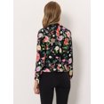 thumbnail image 4 of INSPIRE CHIC Blazer pour Femme à devant Ouvert Veste de Tailleur Courte d'Été pour le Travail m Noir Rouge à Fleurs, 4 of 5
