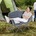 thumbnail image 4 of Costway Double Duo Camping Chair with Armrests Cup Holders Carry Bag Heavy Duty Lawn Chair Gray, 4 of 10