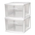 thumbnail image 1 of Homz Plastic 1 Drawer Medium Storage Cart, White Frame with Clear Drawer, 2 Pack, 1 of 8
