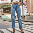 thumbnail image 2 of Soki Jeans Skinny pour Femmes, Jeans Raccourcis Extensibles Taille Haute, Pantalon à Jambe Droite, 2 of 8