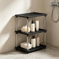 thumbnail image 1 of 3-Tier Storage Shelf Unit Heavy Duty Plastic Organizer Rack for Kitchen Bathroom Pantry Laundry Room, Black, 55 x 42 x 21 cm, No-Tools Assembly, 1 of 6