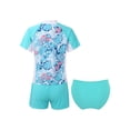 thumbnail image 2 of iiniim Girls Short Sleeve Rash Guard Set with Briefs 3Pcs Summer Swimsuit for Surfing Diving Light Green 8, 2 of 7
