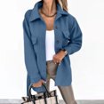 thumbnail image 2 of WEIYLL Womens Fleece Jacket Button Down Single Mid-Long Trench Belt Outwear Blue Fall Clothing Size L, 2 of 2