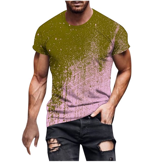Chemises pour Hommes Imprimé Manches Courtes Col Rond T-shirt Décontracté Manches Courtes