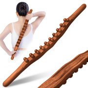 Riforla Wood Massage Sticks Wooden Gua Sha Massage Stick 20 Beads 22.8inch Length Double Massage Beads Non Slip Handle Gua Sha Massage Guasha Massage Wood Back Massage Massage Tools & Equipment B
