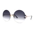 thumbnail image 1 of Luxury Designer Style Rimless Hippie Round Circle Lens Sunglasses Gold Smoke, 1 of 4