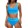 thumbnail image 1 of FAIWAD Womens 2 Piece Swimsuits Sports Color Block Bikini Sets Removable Bra Pad Full Coverage Bathing Suits for Girls, 1 of 5