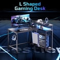thumbnail image 4 of Bestier 42'' Small L Shaped Gaming Desk with Power Outlets Carbon Fiber Black, 4 of 9