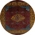thumbnail image 1 of Ahgly Tapis Rond Abstrait Rouge pour Intérieur, 5 Pieds Rond, 1 of 6