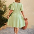 thumbnail image 4 of QIPOPIQ Spring Summer Dress for Women Casual Ruffle Short Sleeve Wrap V-Neck Dress with Pockets Clearance, 4 of 4