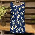 thumbnail image 3 of UPPADA Camisoles d'Été pour Femmes Col Rond Coupe Ample T-Shirts Décontractés Mode Sans Manches Vêtements de Plage Ourlet Fluide Chandails à Enfiler Hauts Plage Boho Vêtements Hauts pour Femmes Liquidation Marine,m, 3 of 4