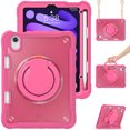 thumbnail image 1 of XYX for iPad Mini 7th/6th Gen Case 8.3 inch 2024/2021, 360 Rotating Hand Grip, Shoulder Strap, Heavy Duty Drop Protection, Rose, 1 of 7