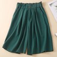 thumbnail image 2 of Diufon Elastic Ruffle Waist Shorts for Women Cotton Linen Pleated Shorts Pockets Solid Color Button Shorts, 2 of 7