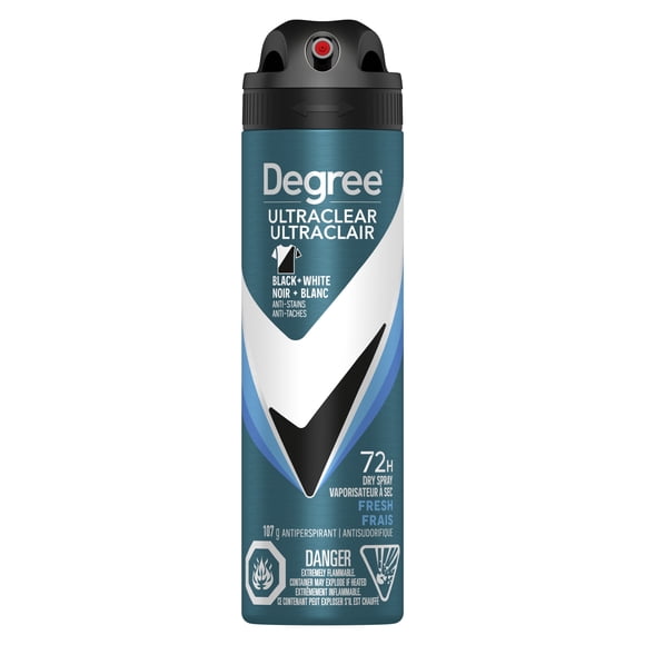 Degree Men Antisudorifique en Vaporisateur à Sec UltraClair Noir+Blanc Frais, 107 g