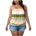 thumbnail image 1 of Posijego Women's Tube Tops Plus Size Going out Strapless Tank Top Striped Color Block Sleeveless Shirts, 1 of 6