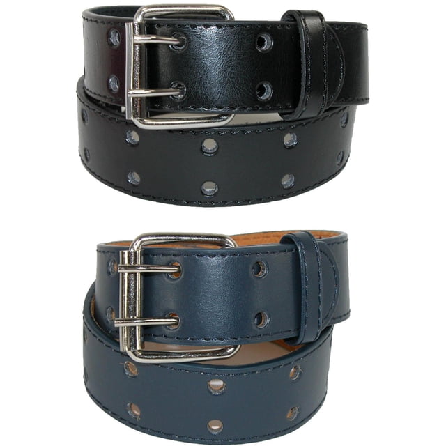 CTM® Kid's Leather Two Hole Jean Belt (Pack of 2 Colors)